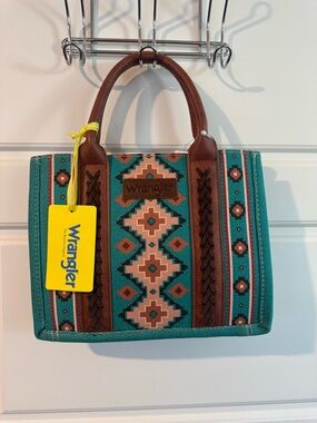 Wrangler Teal Southwestern Pattern Mini Tote Bag - NWT